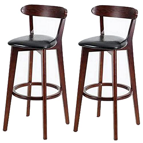 DFKGLCRR PU-Leder Barhocker, Moderne Bar Höhe Hocker Stühle, Holzrahmen, Rücken und Fußstütze, Küchentheke, Esszimmer Barhocker (Black 2ps,71cm/28in) von DFKGLCRR