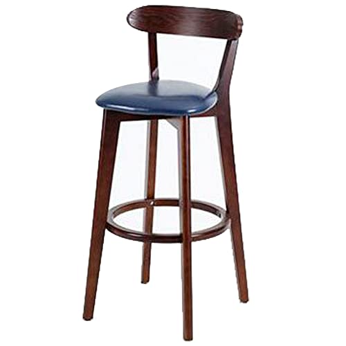 DFKGLCRR PU-Leder Barhocker, Moderne Bar Höhe Hocker Stühle, Holzrahmen, Rücken und Fußstütze, Küchentheke, Esszimmer Barhocker (Blue 1ps,61cm/24in) von DFKGLCRR