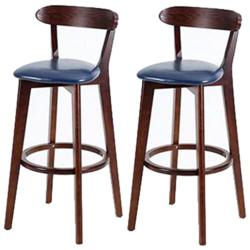 DFKGLCRR PU-Leder Barhocker, Moderne Bar Höhe Hocker Stühle, Holzrahmen, Rücken und Fußstütze, Küchentheke, Esszimmer Barhocker (Blue 2ps,71cm/28in) von DFKGLCRR
