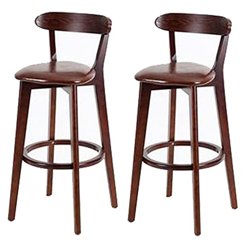 DFKGLCRR PU-Leder Barhocker, Moderne Bar Höhe Hocker Stühle, Holzrahmen, Rücken und Fußstütze, Küchentheke, Esszimmer Barhocker (Brown 2ps,71cm/28in) von DFKGLCRR