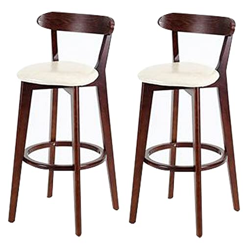 DFKGLCRR PU-Leder Barhocker, Moderne Bar Höhe Hocker Stühle, Holzrahmen, Rücken und Fußstütze, Küchentheke, Esszimmer Barhocker (White 2ps,61cm/24in) von DFKGLCRR