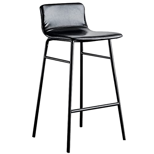 DFKGLCRR PU Leder Barhocker, Moderne Insel gepolsterte Barhocker Stühle mit niedriger Rückenlehne und Metallbeine, perfekt für Küche Bar Höhe Sitzen (Black1ps,75cm/29.6in) von DFKGLCRR