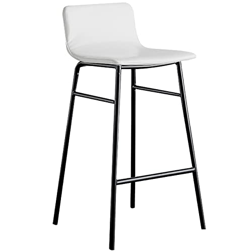 DFKGLCRR PU Leder Barhocker, Moderne Insel gepolsterte Barhocker Stühle mit niedriger Rückenlehne und Metallbeine, perfekt für Küche Bar Höhe Sitzen (White1ps,75cm/29.6in) von DFKGLCRR