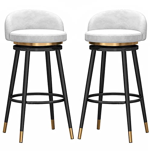 DFKGLCRR Runde Barhocker 2er Set, 65/75cm Höhe Barstühle 360° drehbar Thekenhocker mit Samt gepolstertem Sitz und Metallbeinen, Moderne hohe Barhocker für Küchentresen Bistro Pub (White,29.6in/75cm) DFKGLCRR Runde Barhocker 2er Set, 65/75cm Höhe Barstühle 360° drehbar Thekenhocker mit Samt gepolstertem Sitz und Metallbeinen, Moderne hohe Barhocker für Küchentresen Bistro Pub (White,29.6in/75cm) von DFKGLCRR