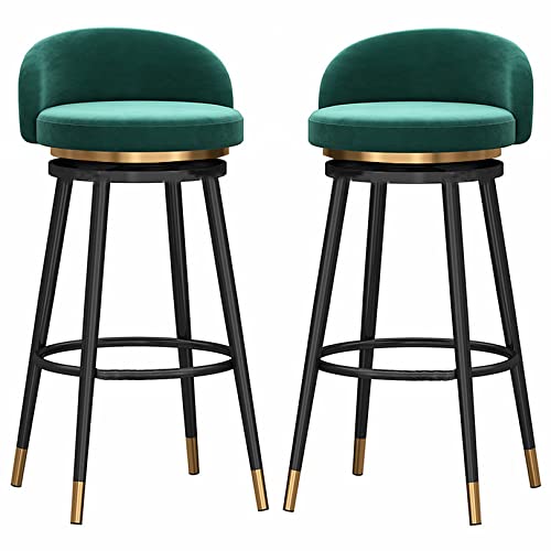 DFKGLCRR Runde Barhocker 2er Set, 65/75cm Höhe Barstühle 360° drehbar Thekenhocker mit Samt gepolstertem Sitz und Metallbeinen, Moderne hohe Barhocker für Küchentresen Bistro Pub (Green,29.6in/75cm) DFKGLCRR Runde Barhocker 2er Set, 65/75cm Höhe Barstühle 360° drehbar Thekenhocker mit Samt gepolstertem Sitz und Metallbeinen, Moderne hohe Barhocker für Küchentresen Bistro Pub (Green,29.6in/75cm) von DFKGLCRR