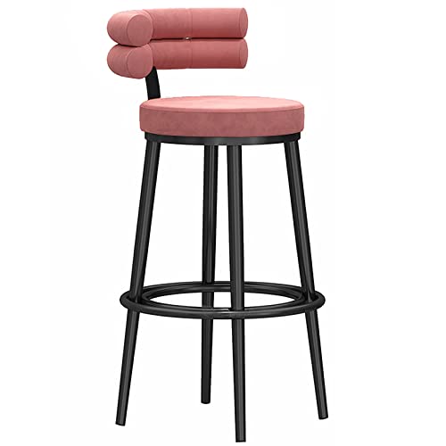 DFKGLCRR Samt Barhocker, Counter Heigh Stools mit Rücken, 330 LB Barhocker für Kücheninsel, gepolsterte Pub Hocker mit Fußstütze, Esszimmerstühle für Bar (Pink 1ps,75cm/30in) von DFKGLCRR