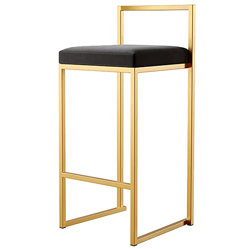 DFKGLCRR Samt Barhocker, Counter Höhe Barhocker mit Rücken, gepolsterte Küche Esszimmer Stühle, Moderne hohe Hocker für Kücheninsel, Cafe, Pub, Bar Theke (Black 1ps,75cm/30in) von DFKGLCRR