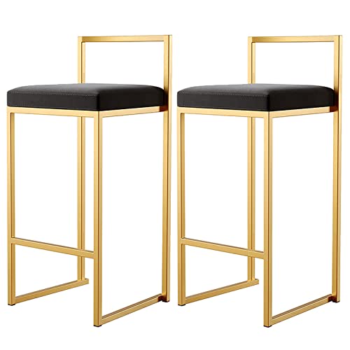 DFKGLCRR Samt Barhocker, Counter Höhe Barhocker mit Rücken, gepolsterte Küche Esszimmer Stühle, Moderne hohe Hocker für Kücheninsel, Cafe, Pub, Bar Theke (Black 2ps,75cm/30in) von DFKGLCRR
