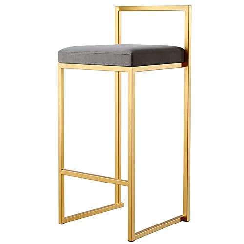 DFKGLCRR Samt Barhocker, Counter Höhe Barhocker mit Rücken, gepolsterte Küche Esszimmer Stühle, Moderne hohe Hocker für Kücheninsel, Cafe, Pub, Bar Theke (Gray 1ps,65cm/26in) von DFKGLCRR
