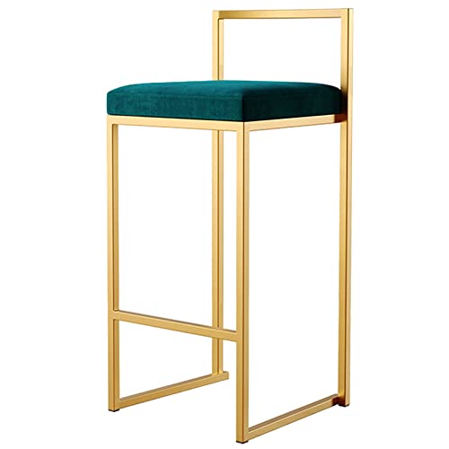 DFKGLCRR Samt Barhocker, Counter Höhe Barhocker mit Rücken, gepolsterte Küche Esszimmer Stühle, Moderne hohe Hocker für Kücheninsel, Cafe, Pub, Bar Theke (Green 1ps,65cm/26in) von DFKGLCRR