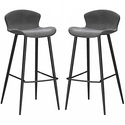 DFKGLCRR Samt Barhocker, Zähler Höhe Barstühle mit zurück, Metallbeine und Fußstütze 26/30in hohe Hocker gepolstert Insel Küche Hocker Esszimmerstühle (Gray 2ps,75cm/30in) von DFKGLCRR