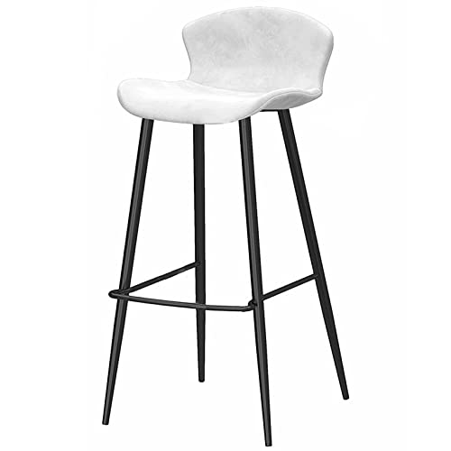 DFKGLCRR Samt Barhocker, Zähler Höhe Barstühle mit zurück, Metallbeine und Fußstütze 26/30in hohe Hocker gepolstert Insel Küche Hocker Esszimmerstühle (White 1ps,75cm/30in) von DFKGLCRR