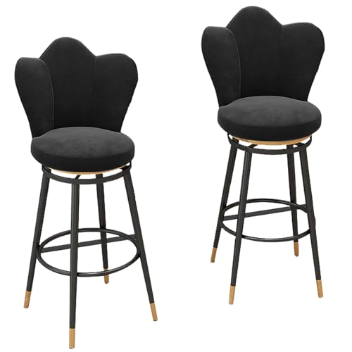 DFKGLCRR Samt Barhocker 2er Set, 360° drehbare Thekenhocker mit goldenen Metallbeinen, Moderne Esszimmer Küche Pub Akzent Stuhl mit Petal Form zurück und Fußstütze Esszimmerstühle (Black,25.6in/65cm) DFKGLCRR Samt Barhocker 2er Set, 360° drehbare Thekenhocker mit goldenen Metallbeinen, Moderne Esszimmer Küche Pub Akzent Stuhl mit Petal Form zurück und Fußstütze Esszimmerstühle (Black,25.6in/65cm) von DFKGLCRR
