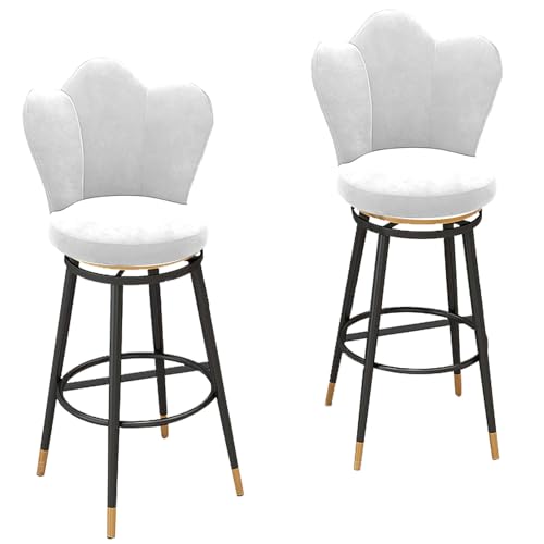 DFKGLCRR Samt Barhocker 2er Set, 360° drehbare Thekenhocker mit goldenen Metallbeinen, Moderne Esszimmer Küche Pub Akzent Stuhl mit Petal Form zurück und Fußstütze Esszimmerstühle (White,29.6in/75cm) DFKGLCRR Samt Barhocker 2er Set, 360° drehbare Thekenhocker mit goldenen Metallbeinen, Moderne Esszimmer Küche Pub Akzent Stuhl mit Petal Form zurück und Fußstütze Esszimmerstühle (White,29.6in/75cm) von DFKGLCRR
