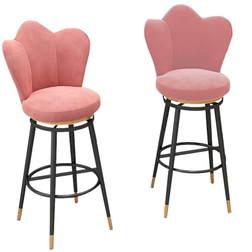 DFKGLCRR Samt Barhocker 2er Set, 360° drehbare Thekenhocker mit goldenen Metallbeinen, Moderne Esszimmer Küche Pub Akzent Stuhl mit Petal Form zurück und Fußstütze Esszimmerstühle (Pink,25.6in/65cm) DFKGLCRR Samt Barhocker 2er Set, 360° drehbare Thekenhocker mit goldenen Metallbeinen, Moderne Esszimmer Küche Pub Akzent Stuhl mit Petal Form zurück und Fußstütze Esszimmerstühle (Pink,25.6in/65cm) von DFKGLCRR