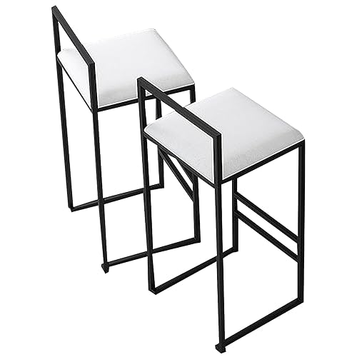 DFKGLCRR Samt Counter Höhe 65/75cm Barhocker 2er Set, Küchenthekenhocker mit niedrigem Rücken und Metallbein, gepolsterte Barstühle für Küchentheke, Bar, Unterstützung 150kg (White,65cm/25.6in) von DFKGLCRR