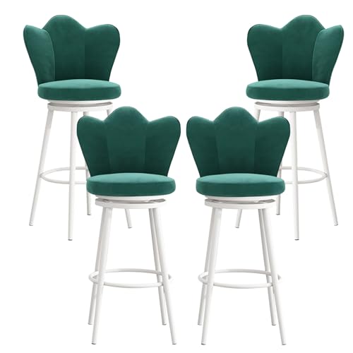DFKGLCRR Samt Counter Höhe Barhocker Satz von 4 gepolsterte Barhocker mit gepolsterten Rücken, Moderne Barstühle mit Metallrahmen für Kücheninsel 65cm Sitzhöhe (Green,65cm) von DFKGLCRR