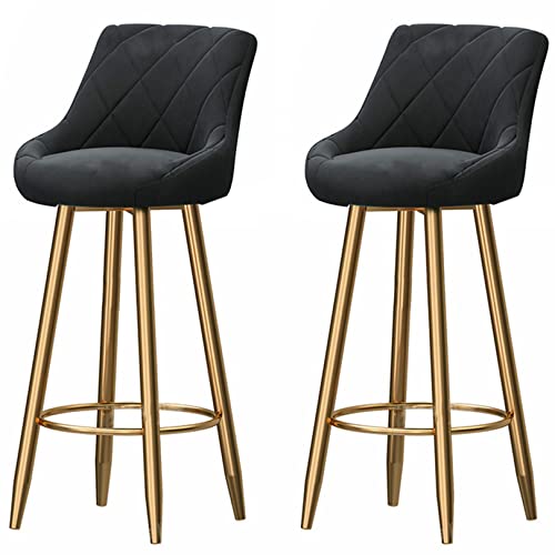 DFKGLCRR Samt Moderne Küche Counter Barhocker 330 LBS Barhocker Satz von 2 für Küche Insel Pub Wohnzimmer (Höhe 26/30") (Black,29.6in/75cm) von DFKGLCRR