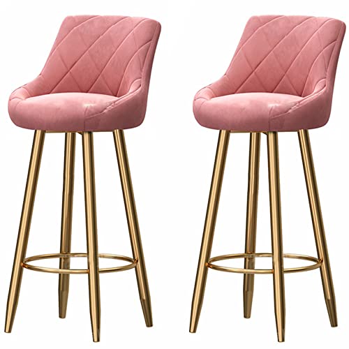DFKGLCRR Samt Moderne Küche Counter Barhocker 330 LBS Barhocker Satz von 2 für Küche Insel Pub Wohnzimmer (Höhe 26/30") (Pink,25.6in/65cm) von DFKGLCRR
