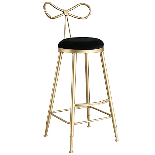 DFKGLCRR Samt Moderner Tresenhocker 2er Set, Bänderrücken Barhocker mit goldenen Metallbeinen und Fußstütze, 75cm Sitzhöhe Kücheninsel, Cafe, Pub Barstühle (Black 1ps) von DFKGLCRR