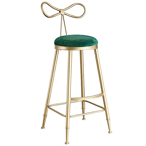 DFKGLCRR Samt Moderner Tresenhocker 2er Set, Bänderrücken Barhocker mit goldenen Metallbeinen und Fußstütze, 75cm Sitzhöhe Kücheninsel, Cafe, Pub Barstühle (Green 1ps) von DFKGLCRR