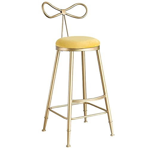 DFKGLCRR Samt Moderner Tresenhocker 2er Set, Bänderrücken Barhocker mit goldenen Metallbeinen und Fußstütze, 75cm Sitzhöhe Kücheninsel, Cafe, Pub Barstühle (Yellow 1ps) von DFKGLCRR