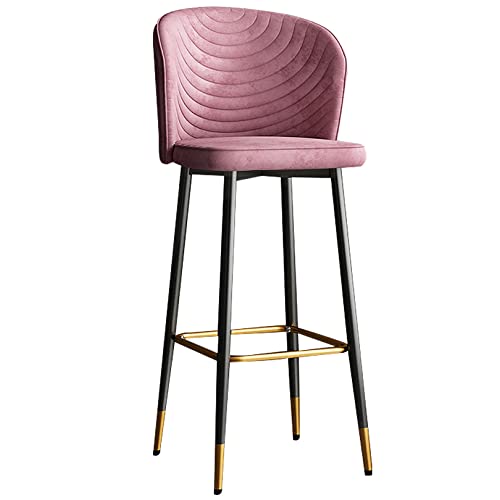 DFKGLCRR Samt Zähler Höhe 26/30“ Barhocker, Moderne Küche Zähler Hocker mit Rücken und Fußstütze, Swivel gepolsterte Barstühle für Kücheninsel (Pink 1ps,65cm/26in) von DFKGLCRR