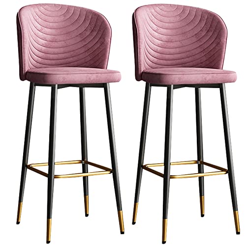 DFKGLCRR Samt Zähler Höhe 26/30“ Barhocker, Moderne Küche Zähler Hocker mit Rücken und Fußstütze, Swivel gepolsterte Barstühle für Kücheninsel (Pink 2ps,65cm/26in) von DFKGLCRR
