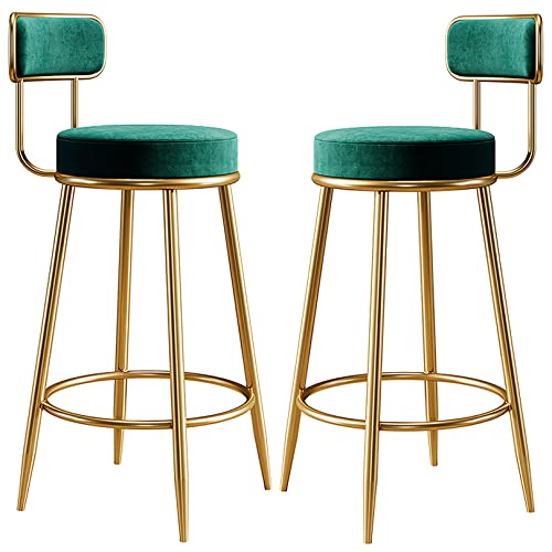 DFKGLCRR Samt Zähler Höhe Barhocker mit zurück, Moderne Pub Barhocker mit Metallbeinen und Fußstütze, Esszimmer Stühle für Kücheninsel (300lbs) (Green) von DFKGLCRR