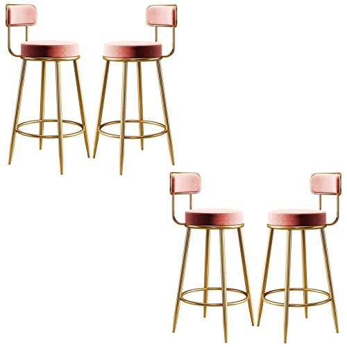 DFKGLCRR Samt Zähler Höhe Barhocker mit zurück, Moderne Pub Barhocker mit Metallbeinen und Fußstütze, Esszimmer Stühle für Kücheninsel (300lbs) (Pink) von DFKGLCRR