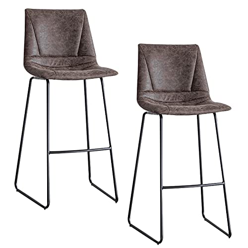 DFKGLCRR Satz von 2 Barhockern, Moderne Barstühle mit PU-Leder gepolstert Design und zurück, Küchentheke/Esszimmer/Home Bar hohe Hocker (Orange) von DFKGLCRR