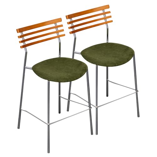 DFKGLCRR Satz von 2 Counter Höhe Barhocker, gepolstert Samt Barhocker für Küche Bistro Pub, Bar Stuhl für Esszimmer Küche Insel (75cm/29.6in) von DFKGLCRR