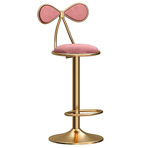 DFKGLCRR Swivel Bar Hocker, Moderne samt gepolstert einstellbare Höhe Barhocker, Kücheninsel Counter Stool Bar Stuhl, 300lbs (Pink) von DFKGLCRR