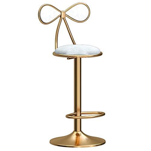 DFKGLCRR Swivel Bar Hocker, Moderne samt gepolstert einstellbare Höhe Barhocker, Kücheninsel Counter Stool Bar Stuhl, 300lbs (White) von DFKGLCRR