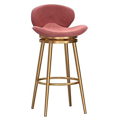 DFKGLCRR Thekenhocker, Drehbare Barhocker Samt Thekenhocker mit Rückenlehne, Gepolsterter Barstuhl für Kücheninsel, Moderne Metallstühle (Pink,65cm(25.6 in) 1Pcs) von DFKGLCRR
