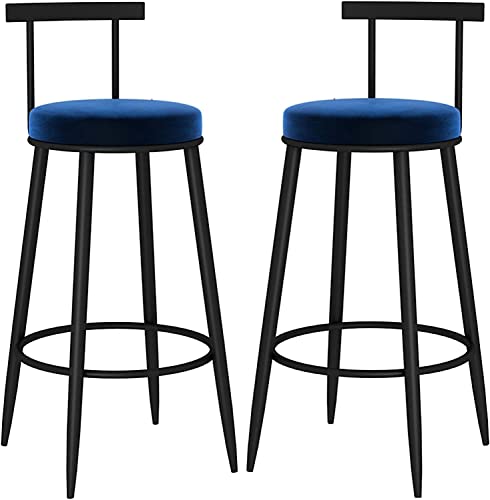 DFKGLCRR Thekenhocker 2er Set, Metall Barhocker 2er Set Frühstücksbarhocker Essbarstühle Schmiedeeisen Thekenhocker 65/75cm für Wohnzimmer, Partyraum (Blue,55cm) von DFKGLCRR