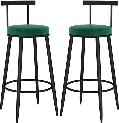 DFKGLCRR Thekenhocker 2er Set, Metall Barhocker 2er Set Frühstücksbarhocker Essbarstühle Schmiedeeisen Thekenhocker 65/75cm für Wohnzimmer, Partyraum (Green,75cm) von DFKGLCRR