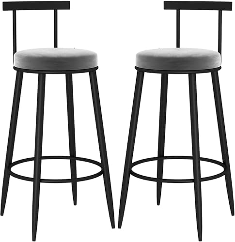 DFKGLCRR Thekenhocker 2er Set, Metall Barhocker 2er Set Frühstücksbarhocker Essbarstühle Schmiedeeisen Thekenhocker 65/75cm für Wohnzimmer, Partyraum (Grey,65cm) von DFKGLCRR