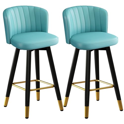 DFKGLCRR Thekenhocker 360º drehbarer gepolsterter Barhocker mit Rückenlehne Thekenhöhe Barhocker für Kücheninseln, Bars (Blue,75cm) von DFKGLCRR