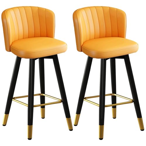 DFKGLCRR Thekenhocker 360º drehbarer gepolsterter Barhocker mit Rückenlehne Thekenhöhe Barhocker für Kücheninseln, Bars (Orange,75cm) von DFKGLCRR