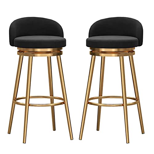 DFKGLCRR Thekenhocker Barhocker mit Rückenlehne und Fußstütze 2er Set, Drehbare Thekenhocker Moderne Barhocker, Goldbar Stühle für Insel Küche Esszimmer Wohnzimmer (Black) von DFKGLCRR