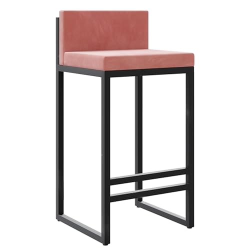 DFKGLCRR Zähler Höhe Barhocker für Küche Zähler Moderne quadratische Barhocker gepolstert Samt Insel Stühle- 1Pcs 75cm Sitzhöhe (Pink 1pcs,65cm) von DFKGLCRR
