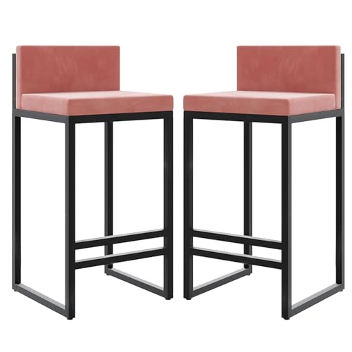 DFKGLCRR Zähler Höhe Barhocker für Küche Zähler Moderne quadratische Barhocker gepolstert Samt Insel Stühle- 1Pcs 75cm Sitzhöhe (Pink 2pcs,65cm) von DFKGLCRR
