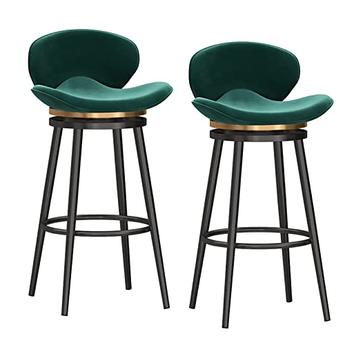 DFKGLCRR Zähler Höhe Hocker Moderne Zähler Höhe Barhocker Satz von 2 bequemen Samt gepolstert Frühstück Hocker mit zurück Bar Stühle für Kücheninsel/Restaurant/Pub (Green,Black Leg 65cm) von DFKGLCRR