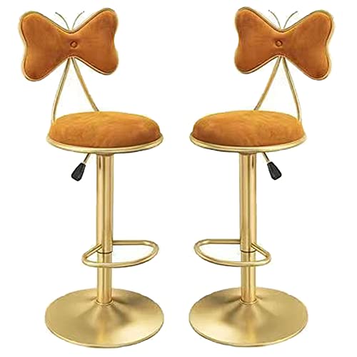 Drehbare Barhocker Zähler Höhe Hocker, Esszimmerstühle, Samt Barstühle mit Bogen zurück, Kücheninsel, Bar, Pub Einstellbare Höhe Barstühle (Orange 2ps) von DFKGLCRR