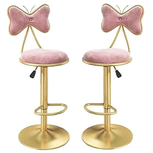 Drehbare Barhocker Zähler Höhe Hocker, Esszimmerstühle, Samt Barstühle mit Bogen zurück, Kücheninsel, Bar, Pub Einstellbare Höhe Barstühle (Pink 2ps) von DFKGLCRR