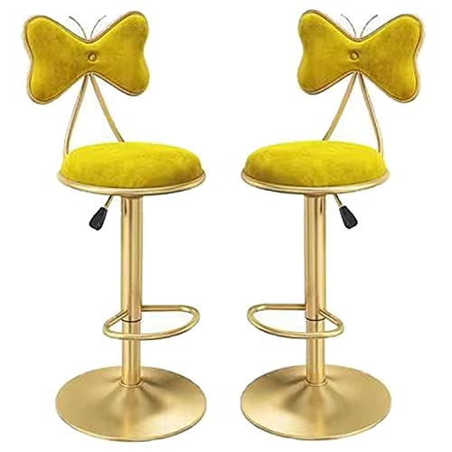 Drehbare Barhocker Zähler Höhe Hocker, Esszimmerstühle, Samt Barstühle mit Bogen zurück, Kücheninsel, Bar, Pub Einstellbare Höhe Barstühle (Yellow 2ps) von DFKGLCRR