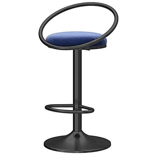 Samt Barhocker, Drehbare Barhocker mit Rücken und Fußstütze Moderne gepolsterte Bar Stuhl für Cafe Pub Küche Zähler Esszimmer (Blue 1ps) von DFKGLCRR