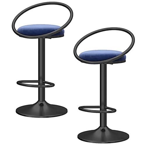 Samt Barhocker, Drehbare Barhocker mit Rücken und Fußstütze Moderne gepolsterte Bar Stuhl für Cafe Pub Küche Zähler Esszimmer (Blue 2ps) von DFKGLCRR