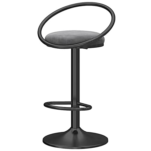Samt Barhocker, Drehbare Barhocker mit Rücken und Fußstütze Moderne gepolsterte Bar Stuhl für Cafe Pub Küche Zähler Esszimmer (Gray 1ps) von DFKGLCRR